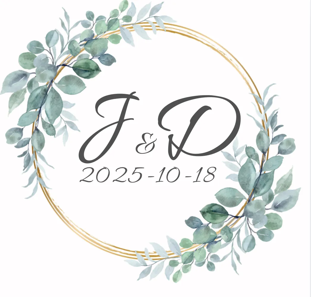 Diseño vegetal personalizado con las iniciales de Jone y David